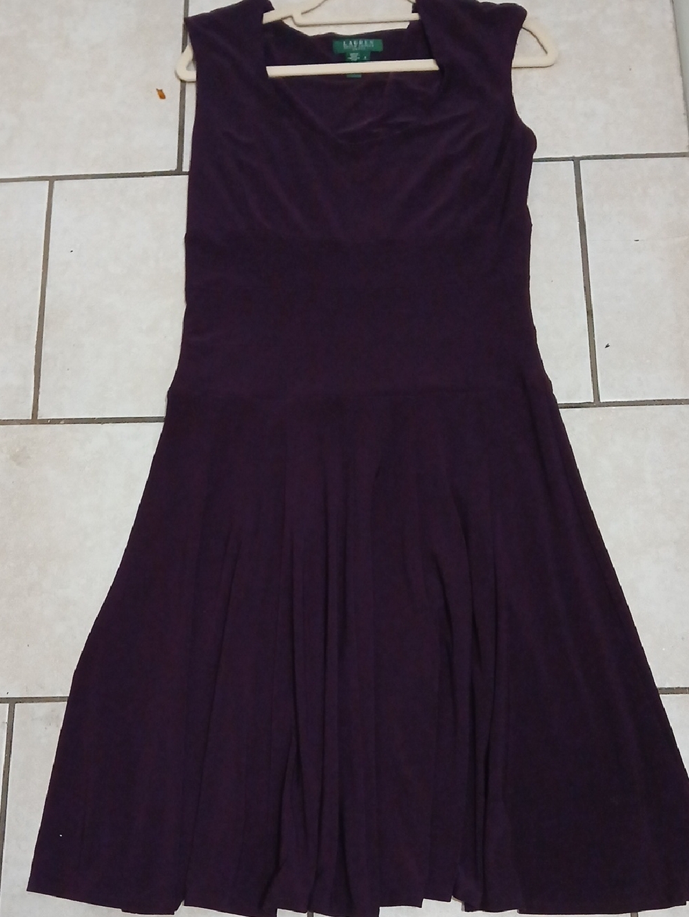 VINTAGE RALPH LAUREN Womens Size 8 Plum Sleeveless Pleated Midi Dress